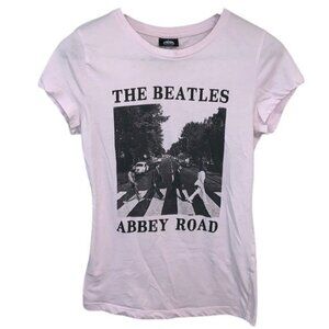 The Beatles Abbey Road Tee light pink, black women's size M